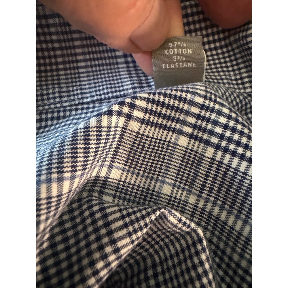 Michael Kors Mens Slim Fit Stretch Glen Plaid Button Down Shirt Blue White 16 L - Picture 9 of 9
